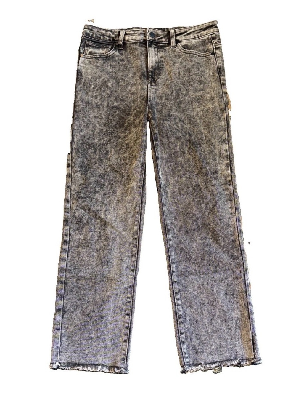 Kendall + Kylie Icon High Rise Straight Jeans Women 11/30 Black Acid Distressed